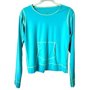 Athleta Sea Blue Long‎ Sleeve Rash Guard Summer Sun Protection 826057 Size Small